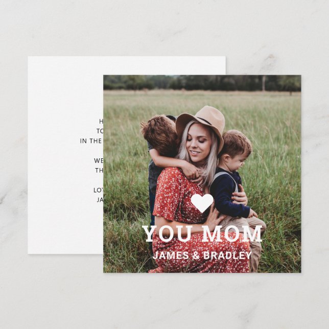 Cartão De Notas Coração Bonita TE AMA MÃE Aniversário (Frente/Verso)