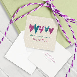 Cartão De Notas Coração Obrigado Corações Teais Pequeno