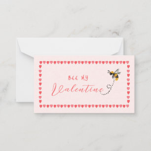 Cartão De Notas Coração rosa Abelha Meu Mini Valentim