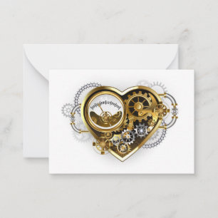 Cartão De Notas Coração Steampunk com Manômetro