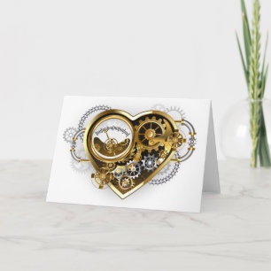 Cartão De Notas Coração Steampunk com Manômetro