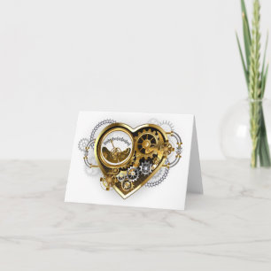 Cartão De Notas Coração Steampunk com Manômetro