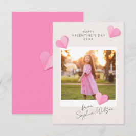 Cartão De Notas Corações de papel cor-de-rosa Foto Amor Feliz Dia 