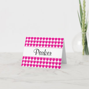 Cartão De Notas Corações Rosa-Quente Bonito Meninas Papel Personal