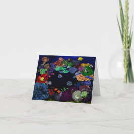 Cartão De Notas Coral Colorido e Arte de Recifes de Peixes