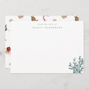 Cartão De Notas Coral do Mar Verde Moderno Personalizado