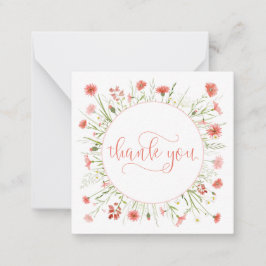 Cartão De Notas Coral Pink Wildflower Personalizado Obrigado