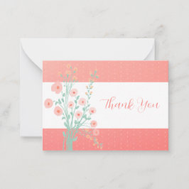 Cartão De Notas Coral Rosa E Turquesa Floral