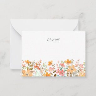 Cartão De Notas Cores Aquáticas Legais Flor de Flor Selvagem