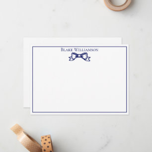 Cartão De Notas Cores DIY Fita de Laço Elegante #6 Azul Enquadrado