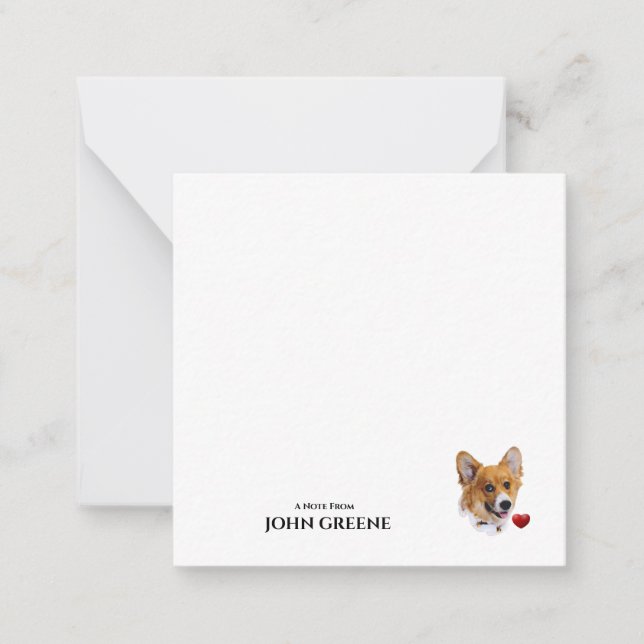 Cartão De Notas Corgi Love Note Card (Frente)