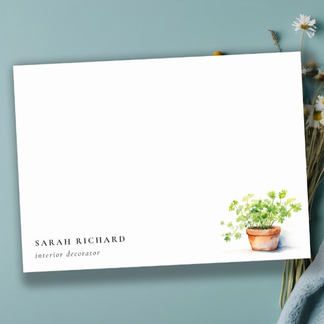Cartão De Notas Coriander Aquarela De Berço Potente (Criador carregado)