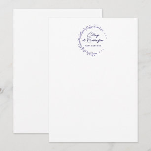 Cartão De Notas Coroa de Corações de Lavanda Floral