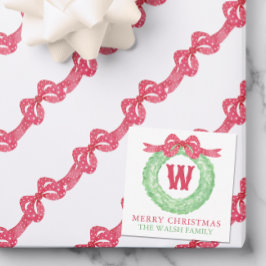 Cartão De Notas Coroa de Monograma com Laço de Bolinhas Vermelhas 