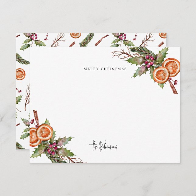 Cartão De Notas Coroa de Natal Rústica (Frente/Verso)