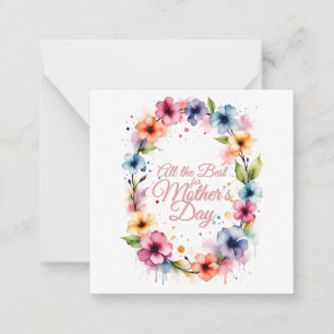 Cartão De Notas Coroa Floral de Aquarela do Dia das Mães