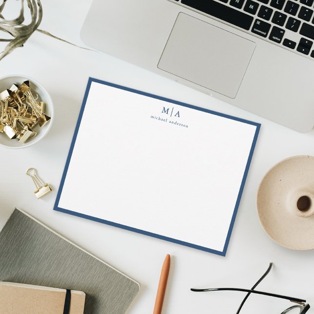 Cartão De Notas Correspondência do Monograma de Borda Clássica do  (Criador carregado)