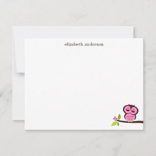 Cartão De Notas Coruja de Solteiros Bonita Personalizada Obrigado
