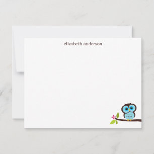 Cartão De Notas Coruja de Solteiros Bonita Personalizada Obrigado