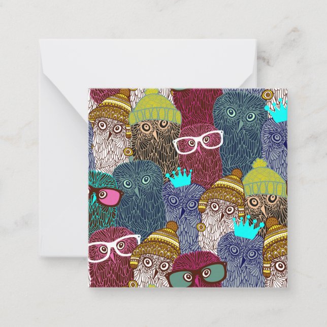 Cartão De Notas Coruja na coroa (Frente)