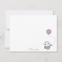 Coruja Personalizada Obrigado Nota, Cinza e Púrpur