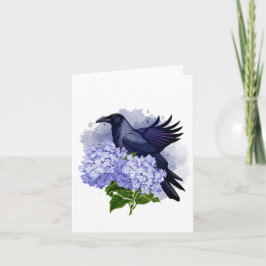 Cartão De Notas Corvo em Aquarela Branco