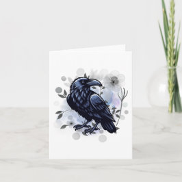 Cartão De Notas Corvo em Aquarela Branco