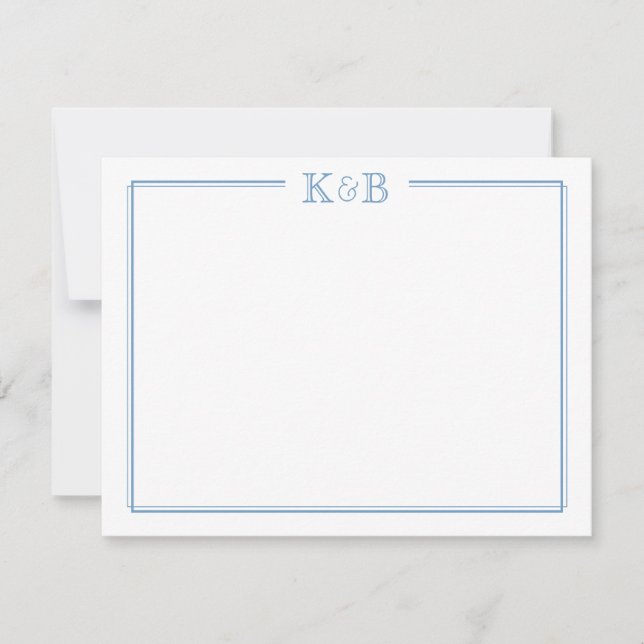 Cartão De Notas Couple's Initials Newlyweds Monogram Stationery (Frente)