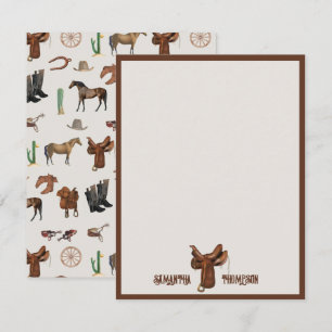 Cartão De Notas Cowboy Cowgirl Western Rodeo