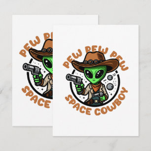 Cartão De Notas Cowboy Espacial Alien Divertido