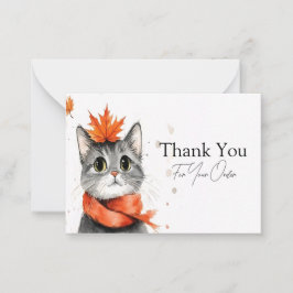 Cartão De Notas Cozy Cat em um Scarf Obrigado