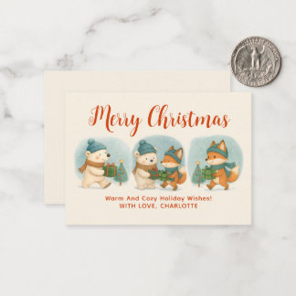 Cartão De Notas Cozy Christmas Animals Adorable Holiday Note Card