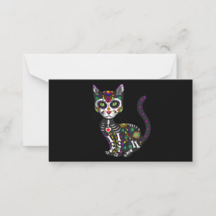 Cartão De Notas Cranio de Açúcar Gato Mexicano Halloween Dia dos M