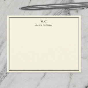 Cartão De Notas Creme & Brown Monogramas