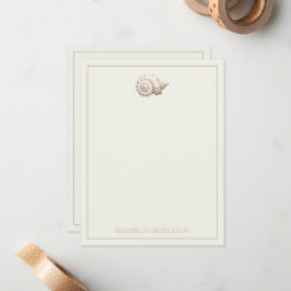 Cartão De Notas Creme e Tan Coastal Seashell Personalizados