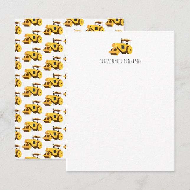 Cartão De Notas Crianças de rolos de estrada Caminhões de construç (Frente/Verso)