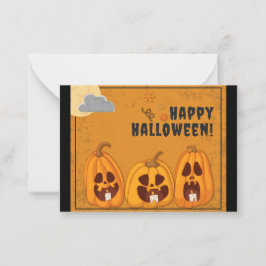Cartão De Notas Crianças Feliz Halloween Abóbora Assustadora