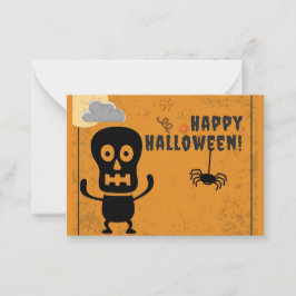 Cartão De Notas Crianças Feliz Halloween Esqueleto Assustador