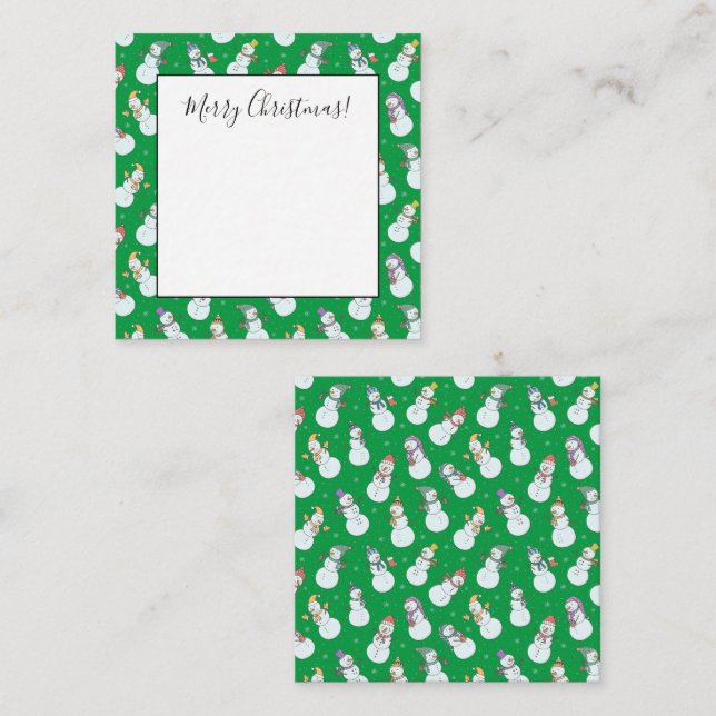 Cartão De Notas Crianças Natal Boneco de Neve Fofo com Chapéus (Frente/Verso)