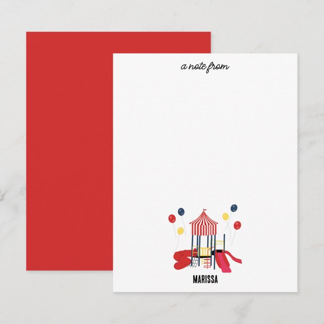 Cartão De Notas Crianças no Parque Meninos Meninas Aniversário Nom (Frente/Verso)