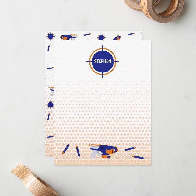 Cartão De Notas Crianças-Padrão Alvo de Meninos da Guerra da Arma (Frente/Verso In Situ)