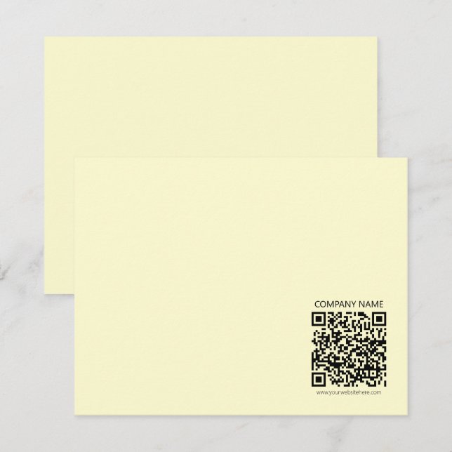 Cartão De Notas Crie um Código QR | Amarelo Claro (Frente/Verso)