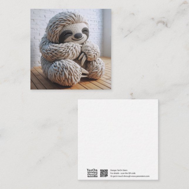 Cartão De Notas Crochet Sloth Greeting Card (Frente/Verso)