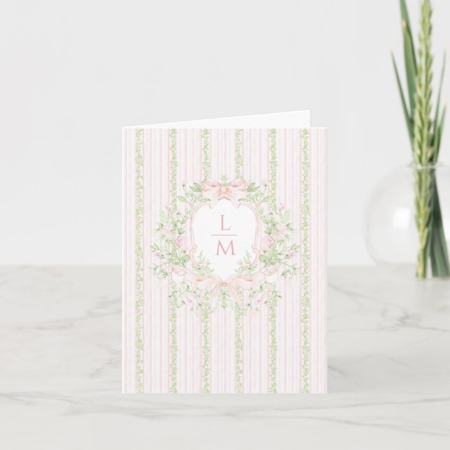 Cartão De Notas Cume Doce com Laço Rosa Bege (Frente)