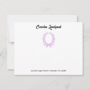 Cartão De Notas Cume Floral Roxo Vintage com Nome e Endereço Perso