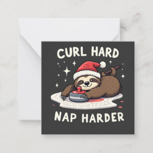 Cartão De Notas Curl Duro Nap Harder Curling Sport Sloth Xmas