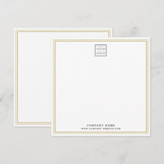 Cartão De Notas Custom Business Company Logo Gold Double Border