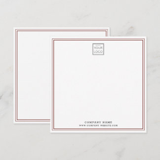 Cartão De Notas Custom Business Company Logo Maroon Double Border