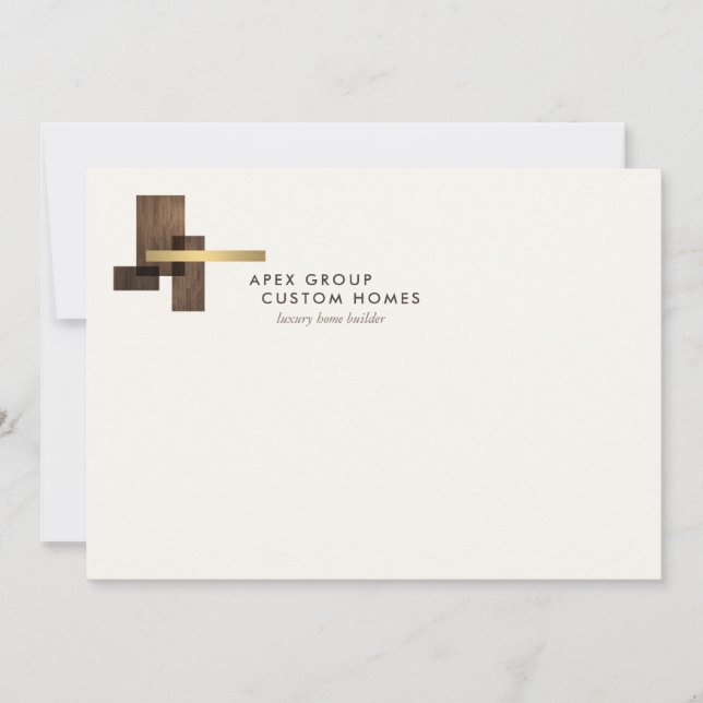 Cartão De Notas Custom Home Builder Logo Ivory Flat Notecard (Frente)