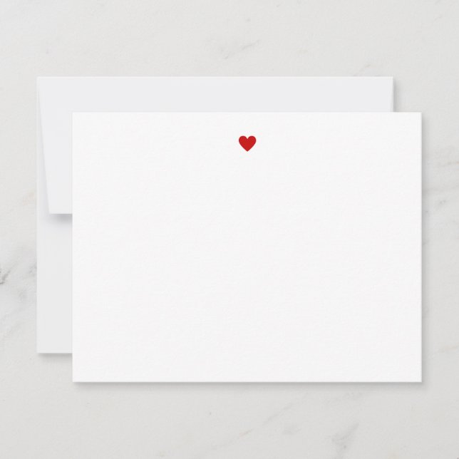 Cartão De Notas Custom Modern Minimalist Simple Red Heart (Frente)